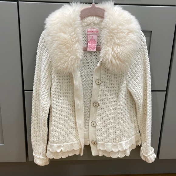 Design History Shirts \u0026 Tops | Cream Cardigan with Fur Collar | Color: Cream/White | Size: 5G | M_Soltani's Closet